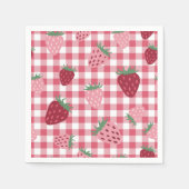 Gingham roze & rode aardbei bessen servet (Voorkant)