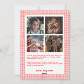 Gingham Roze Rode Kerst Custom Arch 5 Foto Feestdagenkaart (Achterkant)