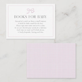 Gingham Roze Strik Baby Meisje Baby Shower Boeken Visitekaartje
