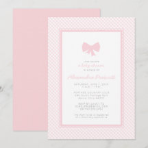 Gingham roze strik baby shower