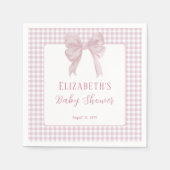Gingham Roze Strik Babyshower Servetten (Voorkant)