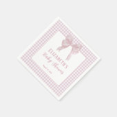 Gingham Roze Strik Babyshower Servetten (Hoek)