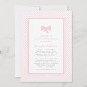 Gingham roze strik virtueel baby shower kaart (Voorkant)