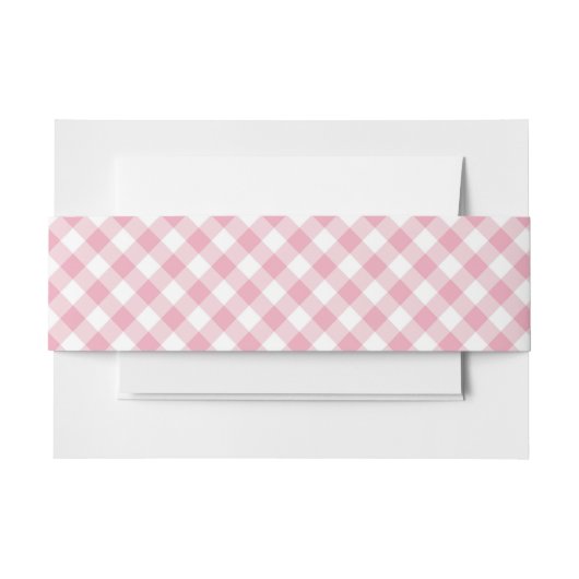 Gingham Roze Wit  Uitnodigingen Wikkel (Voorkant Voorbeeld)