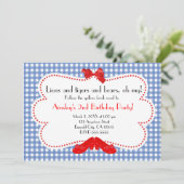 Gingham Ruby Slippers Wizard of Oz Uitnodiging (Staand voorkant)