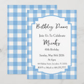 Gingham ruit blauw wit patroon, eenvoudig modern kaart (Voorkant / Achterkant)