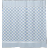 Gingham ruit lichtblauw wit landelijk douchegordijn (Voorkant)