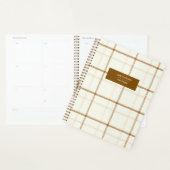 Gingham ruit neutraal bruin ivoor pastel kleur planner (Display)