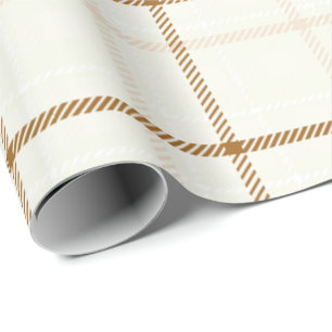 Gingham ruit neutraal bruin ivoor pastelkleur cadeaupapier