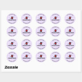 Gingham ruiten paars patroon potlabel voor zakelij ronde sticker (Vel)