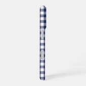 Gingham ruitpatroon - marineblauw iPhone 16 hoesje (Rechterkant)