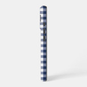 Gingham ruitpatroon - marineblauw iPhone 16 hoesje (Linkerkant)