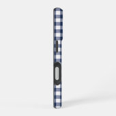 Gingham ruitpatroon - marineblauw iPhone 16 hoesje (Rechterkant)