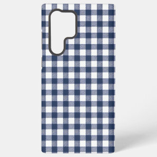Gingham ruitpatroon - marineblauw samsung galaxy hoesje