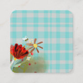 Gingham ruitpatroon turquoise vierkante visitekaartje (Voorkant)