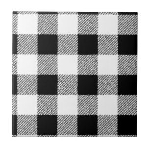 Gingham ruitpatroon zwart en wit tegeltje