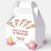 Gingham Rustic Modern Pizza Beers Baby shower Bedankdoosjes (Achterkant)