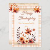 Gingham Rustic  Thanksgiving Wenskaart Feestdagenkaart (Voorkant / Achterkant)