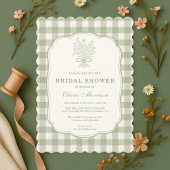 Gingham Sage Green Bridal Shower Kaart