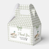 Gingham Sage Green Mallard Duck Baby shower Bedankdoosjes (Achterkant)