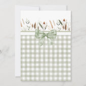 Gingham Sage Green Mallard Duck Baby shower Kaart (Achterkant)