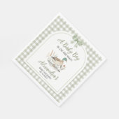 Gingham Sage Green Mallard Duck Baby shower Servet (Hoek)