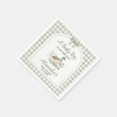 Gingham Sage Green Mallard Duck Baby shower Servet (Hoek)
