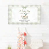 Gingham Sage Green Mallard Duck Baby shower Spandoek (Insitu)