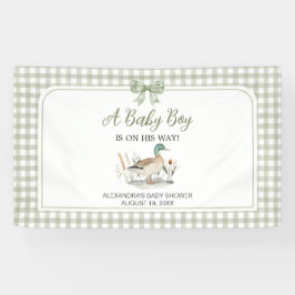Gingham Sage Green Mallard Duck Baby shower Spandoek