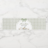 Gingham Sage Green Mallard Duck Baby shower Waterfles Etiket (Enkel label)