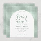 Gingham Sage Groen geruit geruite geruite Baby sho Kaart (Voorkant / Achterkant)