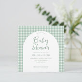 Gingham Sage Groen geruit geruite geruite Baby sho Kaart (Staand voorkant)