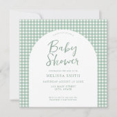 Gingham Sage Groen geruit geruite geruite Baby sho Kaart (Voorkant)