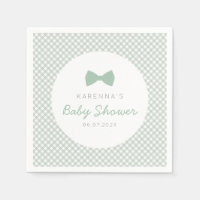 Gingham sage groene boog stropdas baby shower