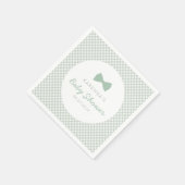 Gingham sage groene boog stropdas baby shower servet (Hoek)