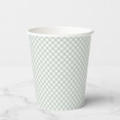 Gingham sage groene boog stropdas schattig baby sh papieren bekers (Achterkant)