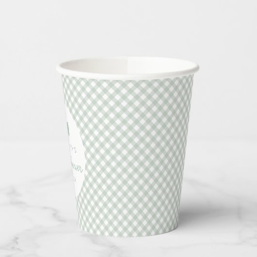 Gingham sage groene boog stropdas schattig baby sh papieren bekers (Links)