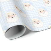 Gingham  Santa Christmas Wrapping Paper Cadeaupapier (Rol Hoek)