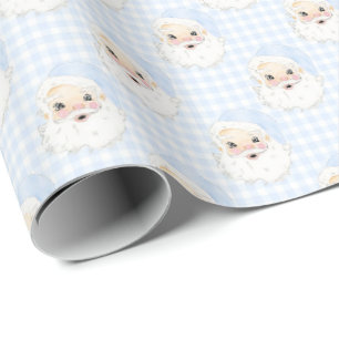 Gingham  Santa Christmas Wrapping Paper Cadeaupapier