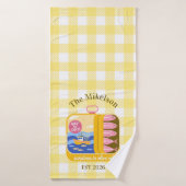 Gingham Sardines Aangepaste Familienaam Badhanddoek (Badhanddoek)