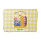 Gingham Sardines Aangepaste Familienaam Badmat (Voorkant)