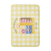 Gingham Sardines Aangepaste Familienaam Badmat (Voorkant Verticaal)
