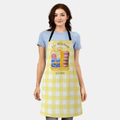 Gingham Sardines Aangepaste Familienaam Schort (Gedragen)