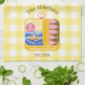 Gingham Sardines Aangepaste Familienaam Theedoek (Gevouwen)