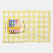 Gingham Sardines Aangepaste Familienaam Theedoek (Horizontaal)