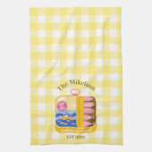 Gingham Sardines Aangepaste Familienaam Theedoek (Verticaal)