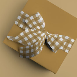 Gingham Satin Ribbon, gouden en witte Waterverf Satijnen Lint