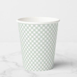 Gingham schattig eenvoudig groen baby shower papieren bekers