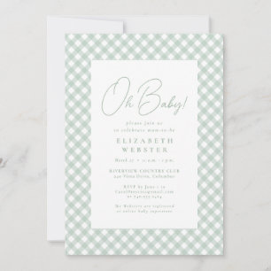 Gingham schattig neutraal groen baby shower kaart