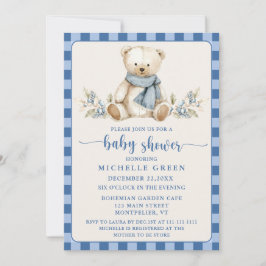 Gingham Schattige Teddy Bear Beige Baby shower Kaart